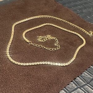 925 Sterling Silver Gold Plated Gold Tennis Necklace